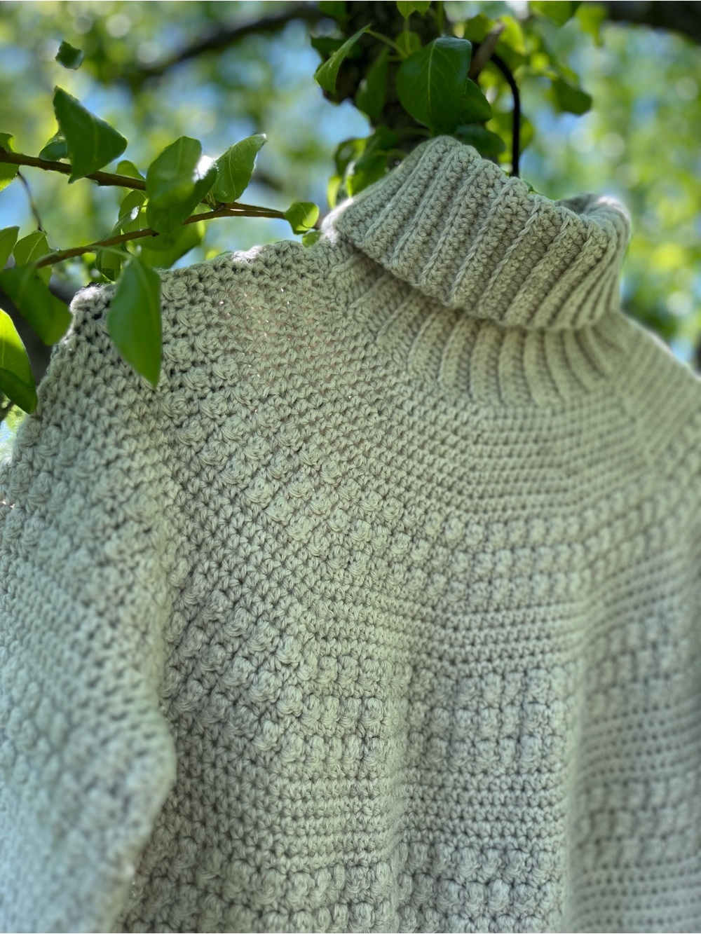 Handmade wool blend crochet sweater